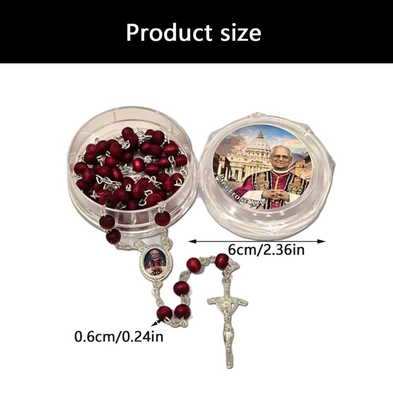Деревянные бусины розария с ароматом розы и медальоном Папы Льва, деревянный католический розарий, бусины, христианские подвески, ожерелье для молитвы