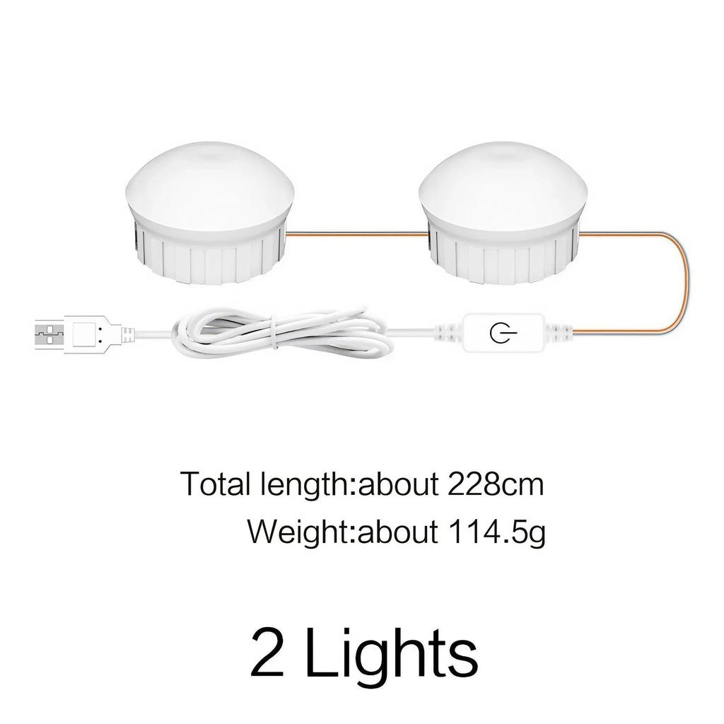 Multi Functional USB Touch LED Cosmetic Mirror Light Suction Cup for Dresser Bathroom Closet