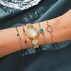 Ladies' New Noble Style Round Diamond Dial Steel Strap Quartz Watch Heart-shaped Bracelet Emerald Bracelet Personalized Bangle H