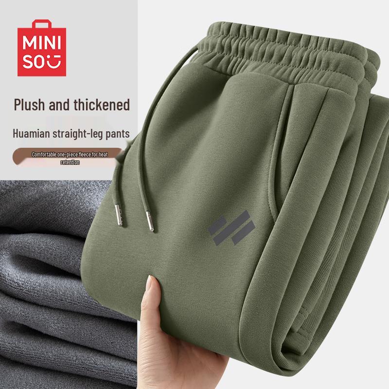 MINISO Мужские зимние флисовые прямые спортивные штаны