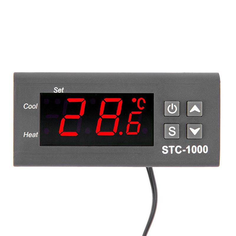 Цифровой терморегулятор STC 1000 с функцией двойного нагрева и охлаждения и датчиком-щупом NTC для аквариума, инкубатора