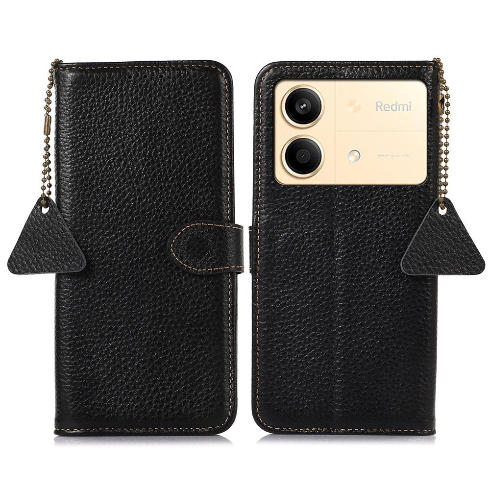 For Xiaomi Redmi Note 13R Pro 5G Genuine Cow Leather Phone Case with Card Slots