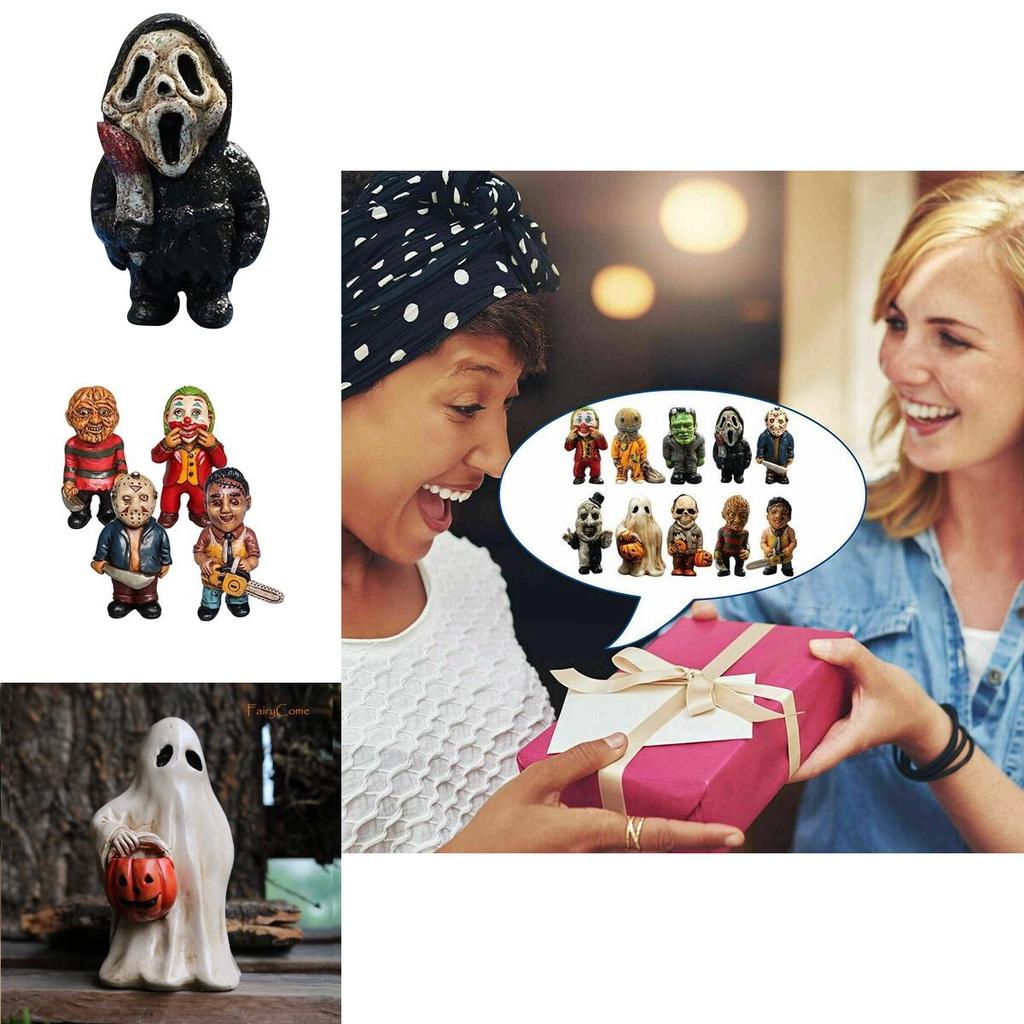 Жуткие гномы-хорроры для украшения сада на Хэллоуин. Фигурки из смолы ручной работы