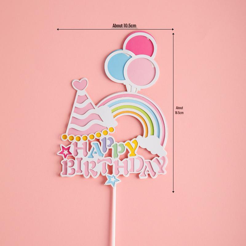 Pink Themed Cake Decor: Heart & Cloud Balloons with Insert Cards for Birthday Parties