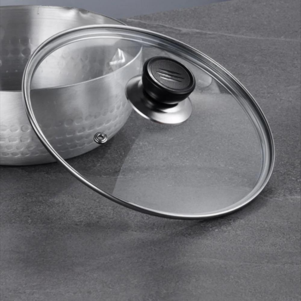 Round Frying Pan Cover Tempered Glass Pot Lid Durable Wok Pan Lid Kitchen Accessories