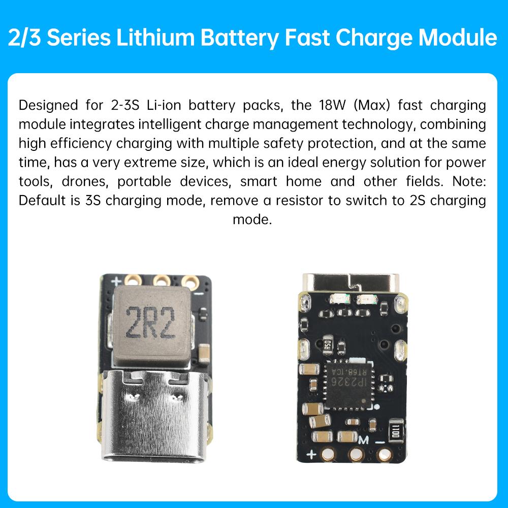18W Adaptive Fast Charging Module 2S 3S Lithium Battery Fast Charger with Charge Protection Indicator Light