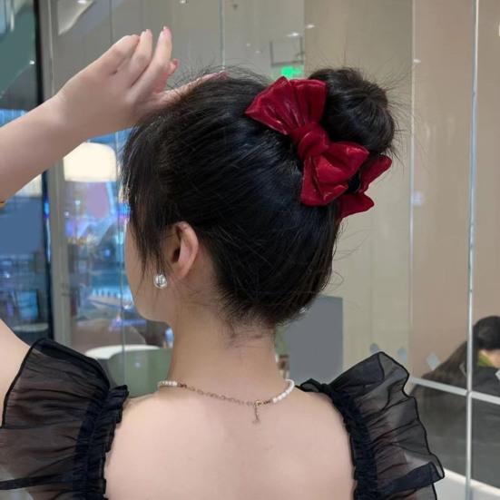 Женская заколка для волос с большим бантом, стильная однотонная заколка для волос в стиле принцессы с фиксацией волос