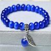 National Style Buddha Bead Bracelet with Cat's Eye Stone for Women, Fashion Lady Crystal Jewelry