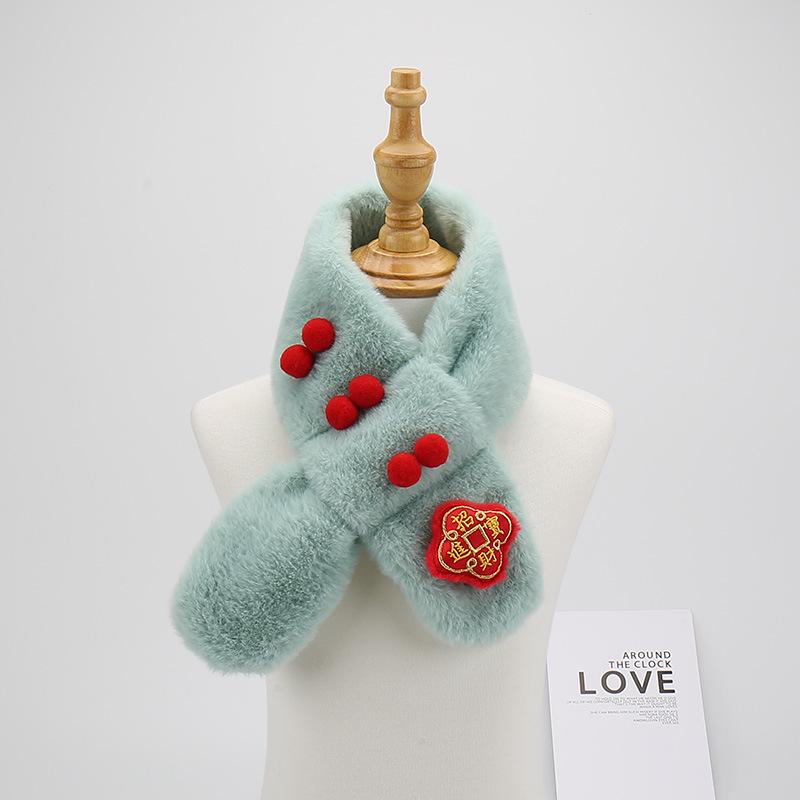 Детский плюшевый зимний шарф - мультяшный утеплитель для шеи для маленьких мальчиков и девочек, рождественский ветрозащитный гейтор