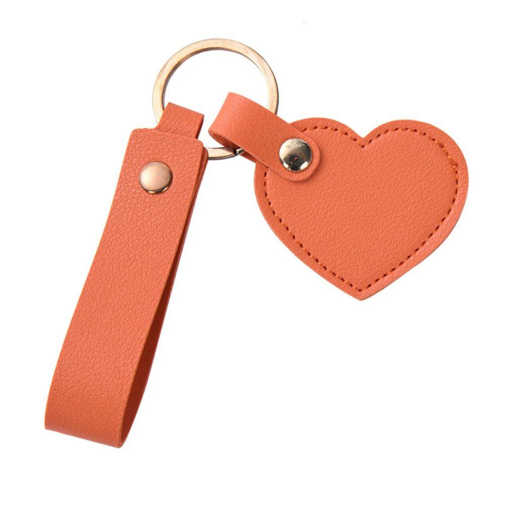 Solid Color Leather Heart Keyring PU Colorful Pendant Fashion Heart Shape Keychain  Unisex