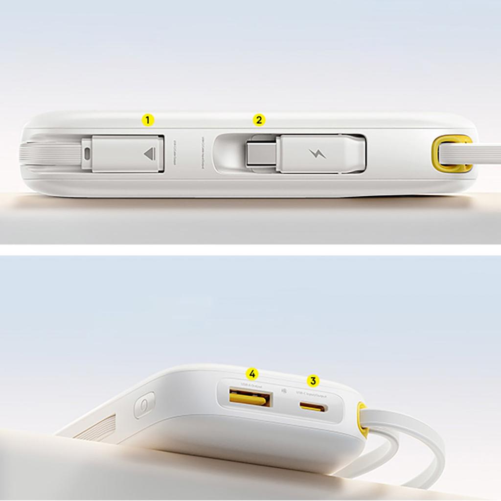 Powerbank 10000Mah 45W Fc31 Qpow 3 Z Wyświetlaczem Kablami Usb-C Iphone Lightning - Biały