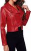 RED Stylish Women's Real Lambskin Leather Crop Jacket Handmade Motorcycle Biker