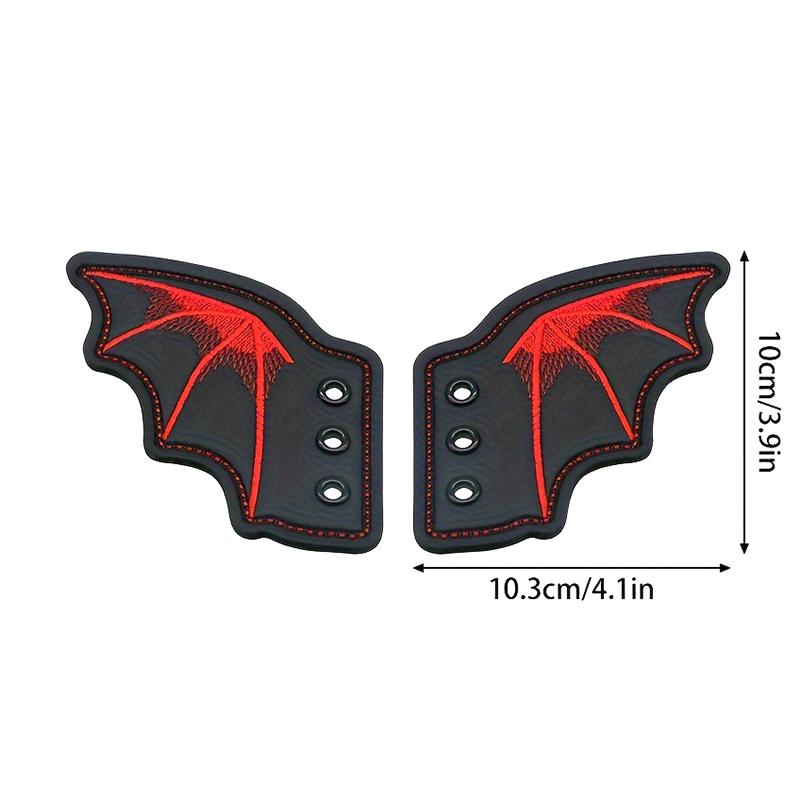 1 пара черных и красных крыльев летучей мыши для обуви, вышивка, DIY шарм, украшение для кроссовок, одежды, шнурков, панк, подарок на Хэллоуин, аксессуар