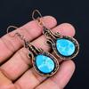 Уникальные серьги ручной работы с синим бирюзовым драгоценным камнем Mohave из чистой медной проволоки, ювелирные изделия