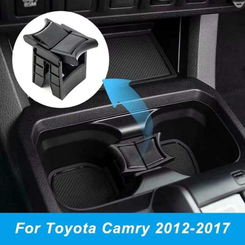 New Black Center Console Cup Holder ABS Great Fitment Center Console ert Divider Durable for Toyota Camry From 2012-2017