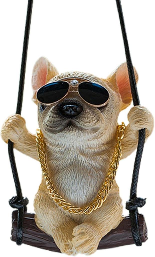 Зеркало для комнаты, аксессуары, украшения, автомобильные аксессуары, автомобиль, стильная статуэтка французского бульдога из смолы, подвеска для автомобиля, милый качающийся автомобиль, подвесной кулон для автомобиля