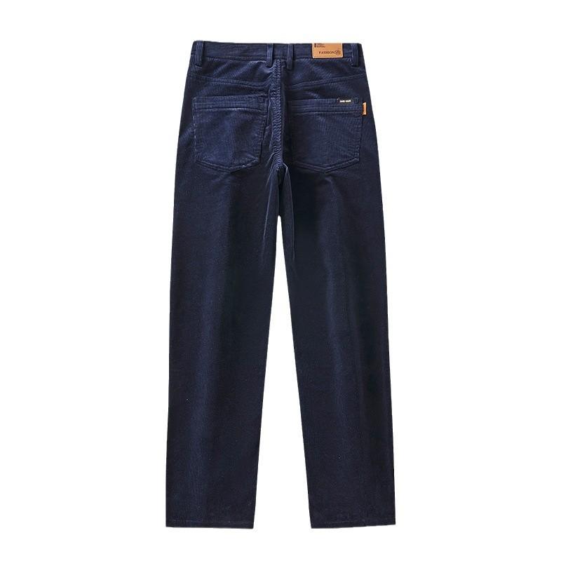 2024 New Spring And Autumn Corduroy Casual Pants For Men'S Business Slim Fit Straight Leg Elastic Versatile Long Pants