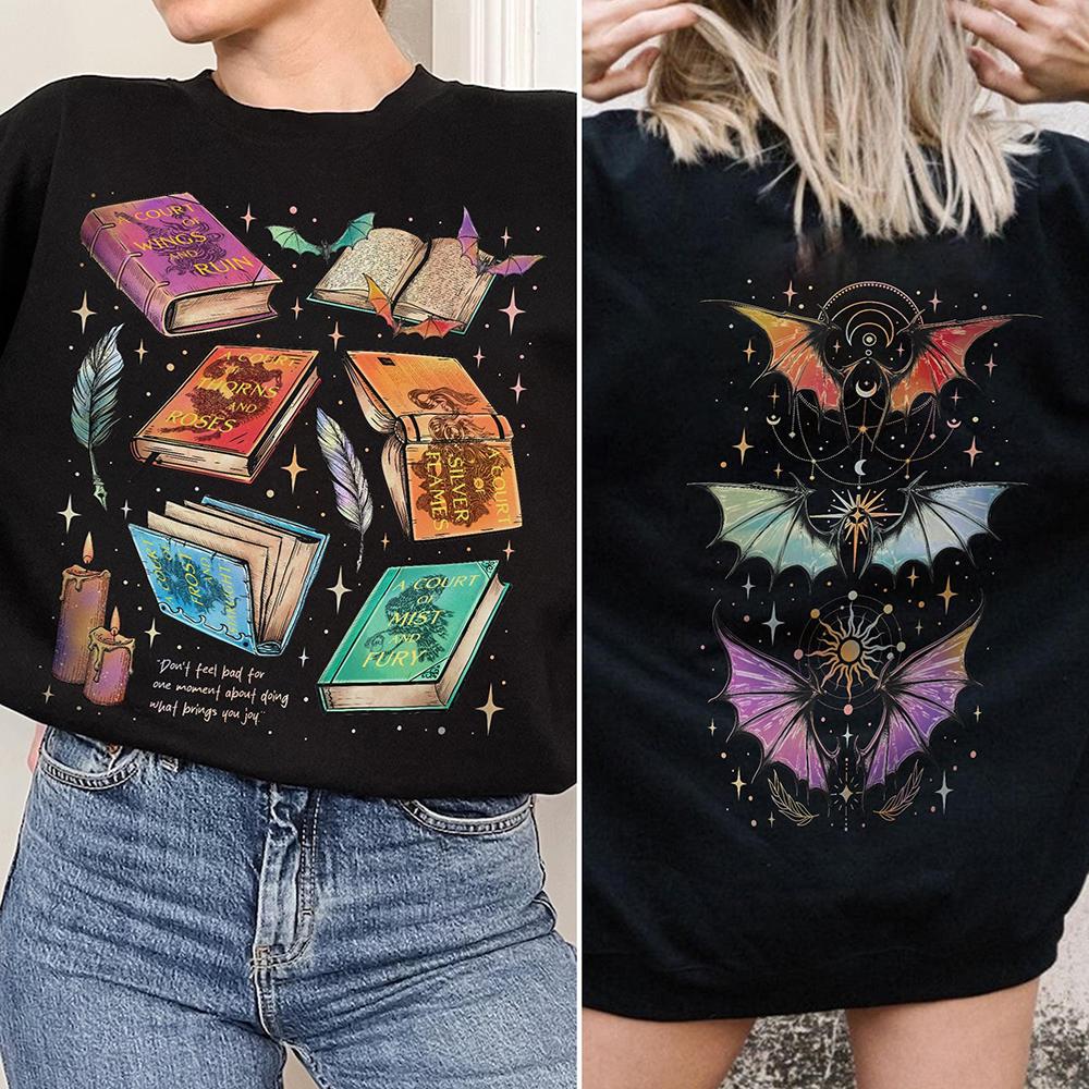 ACOTAR Series Double-sided Sweatshirt Bat Ladies Velaris Book Lovers Women's Long-sleeved Sweatshirt Y2K Streetwear