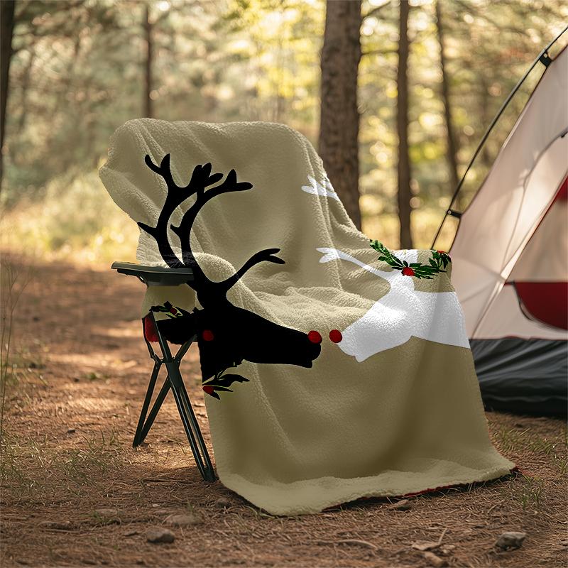 Christmas reindeer Theme Printed Blanket - Perfect for Couch, Bed, Travel & Outdoor Use | Machine Washable, Cozy & Durable.