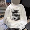 Autumn & Winter Portrait Lip Print Round Neck Loose Fleece Sweatshirt
