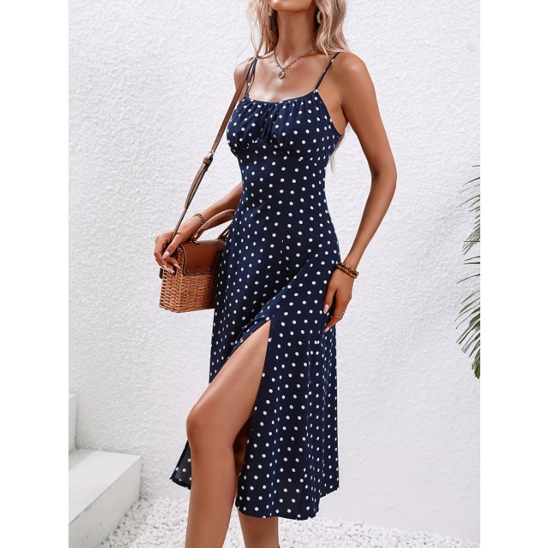 Женские летние повседневные длинные платья с разрезом на шее и цветочным принтом