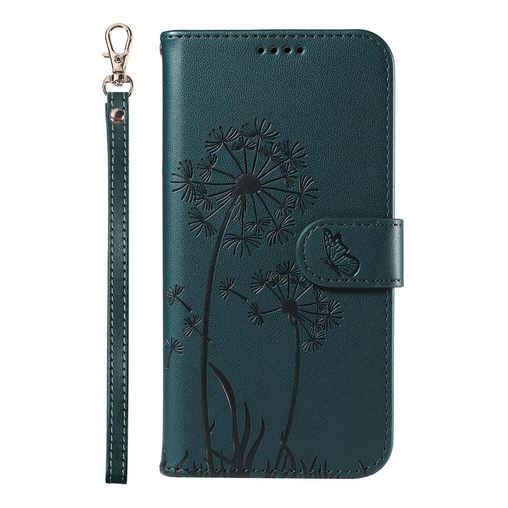 Leather Wallet Flip Case For OPPO A57S A77 A15 A15S A16 A16S A54S A17 A96 4G 5G Dandelion Embossed Design, Card Slots, Wrist Strap