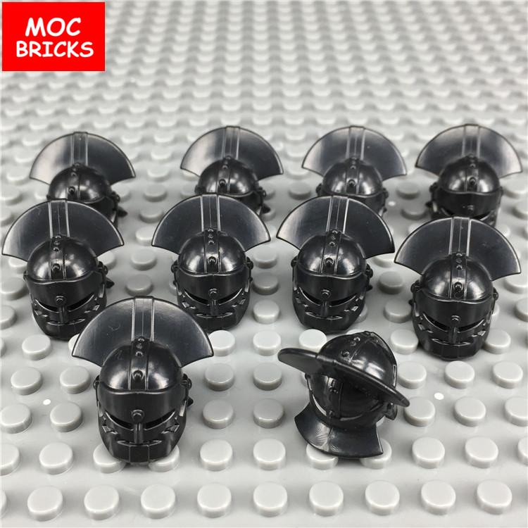10 шт./лот MOC Кирпичи Средневековые Рыцари Рим Шлем Аксессуар Фигурки Детали Строительные Блоки Игрушки для детей Подарки