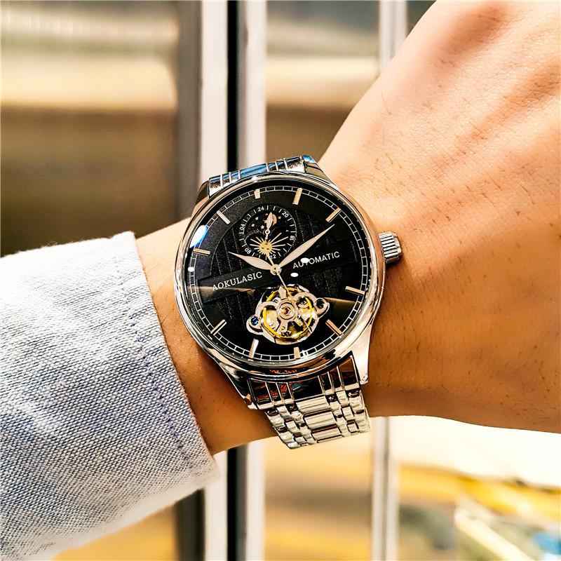 Часы мужские высококачественные красивые трендовые водонепроницаемые турбийонные автоматические механические часы мужские водонепроницаемые светящиеся