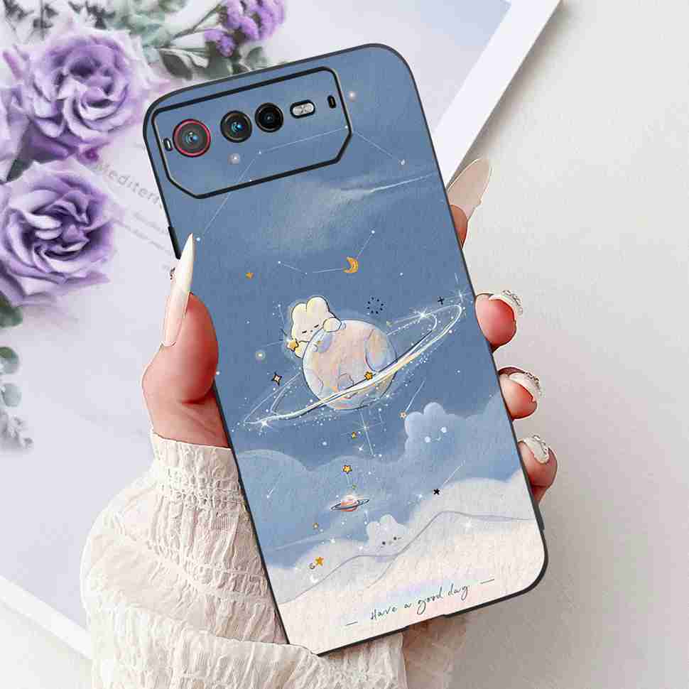For Asus ROG Phone 6 6.78" Case Dragon Cartoon Rabbit Soft Silicone TPU Black Cover For Asus ROG 6 AI2201_C Bumper Phone Shell