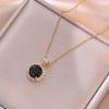 2023 New Fashion Round Zircon Pendant Necklace for Women Gold Color Stainless Steel Chain Jewelry Wedding Party Accessories