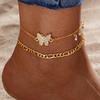 Butterfly Crystal Anklet Set of 2 Golden Fashion Women's Jewelry Gift Butterfly Anklet Star Anklet Party Nightclub Anklet Set of 2