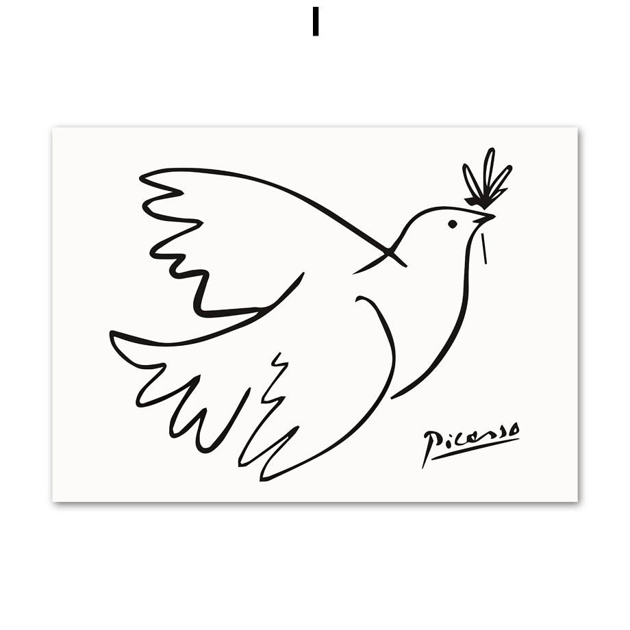 Абстрактная линия лица птица Пикассо обнаженная девушка настенная живопись на холсте плакаты на скандинавскую тему и принты настенные панно для декора гостиной