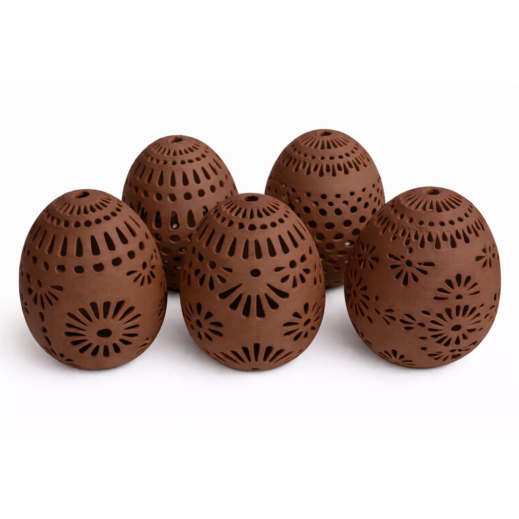 Set of 5 Easter eggs, brown openwork, spring decoration