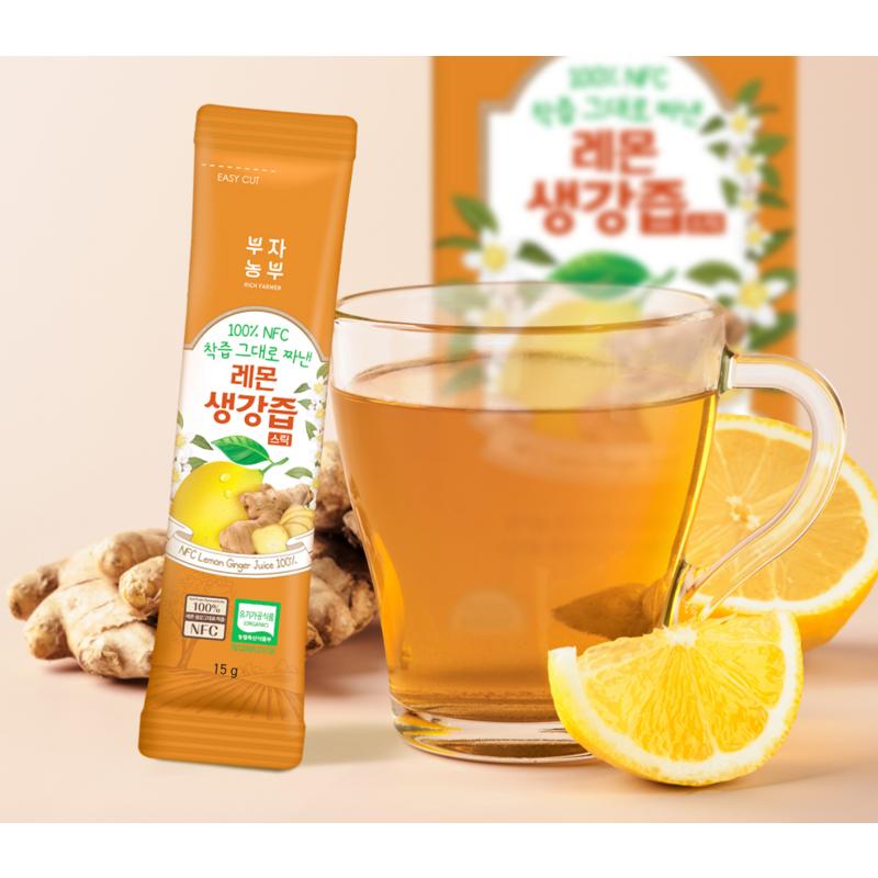 Rich Farmer NFC Squeezed Lemon Ginger Juice Sticks 14p, 210g, 3 Pieces