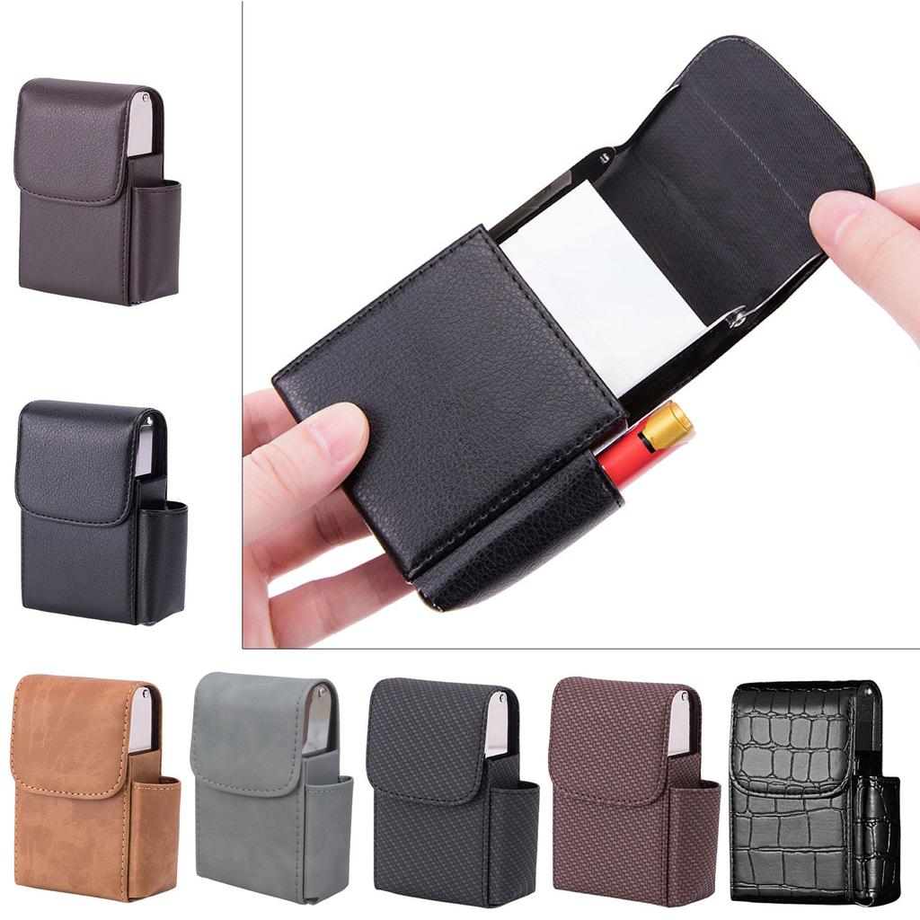 PU Leather Cigarettes Protective Bag Cigarettes Lighter Holder Pocket Case Cigarettes Storage Container for Smokers