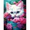 5d DIY Diamond Painting Cross Stitch Animal White Cat Flower Pot Diamond Embroidery Mosaic Full Round Drill Home Decor Arts