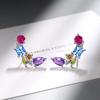 Colorful Zircon Stud Earrings - European & American Style for Women