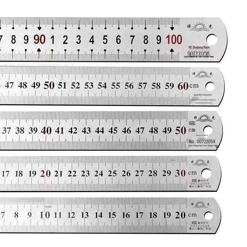 Двусторонняя линейка из нержавеющей стали, утолщенная для студенческого рисования, доступна в размерах 15/20/30/50 см и 1 метр