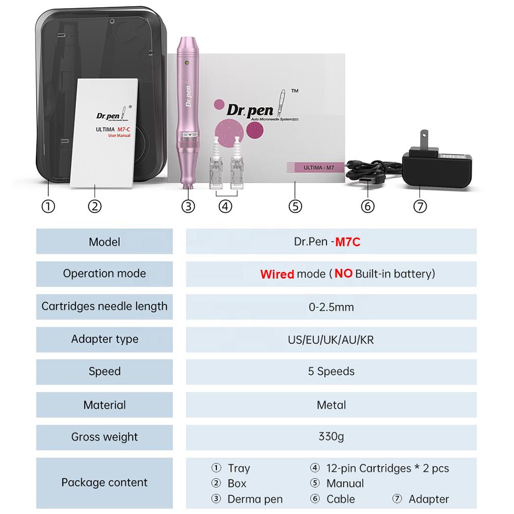 Dr.Pen Ultima M7C Проводная микроигольная ручка против морщин, удаление шрамов от акне, дерма-ролик, микронидлинг MTS, устройство для ухода за кожей, косметическое устройство