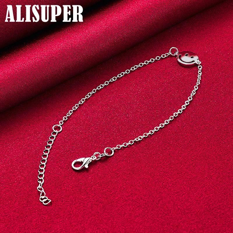 Ювелирные изделия из браслета-цепочки из стерлингового серебра 925 пробы с улыбающимся лицом