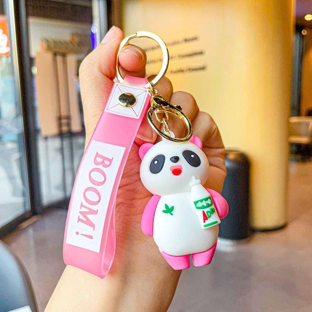 Adorable Panda Keychain Plush Doll Cute Silicone Car Key Ring Bag Charm