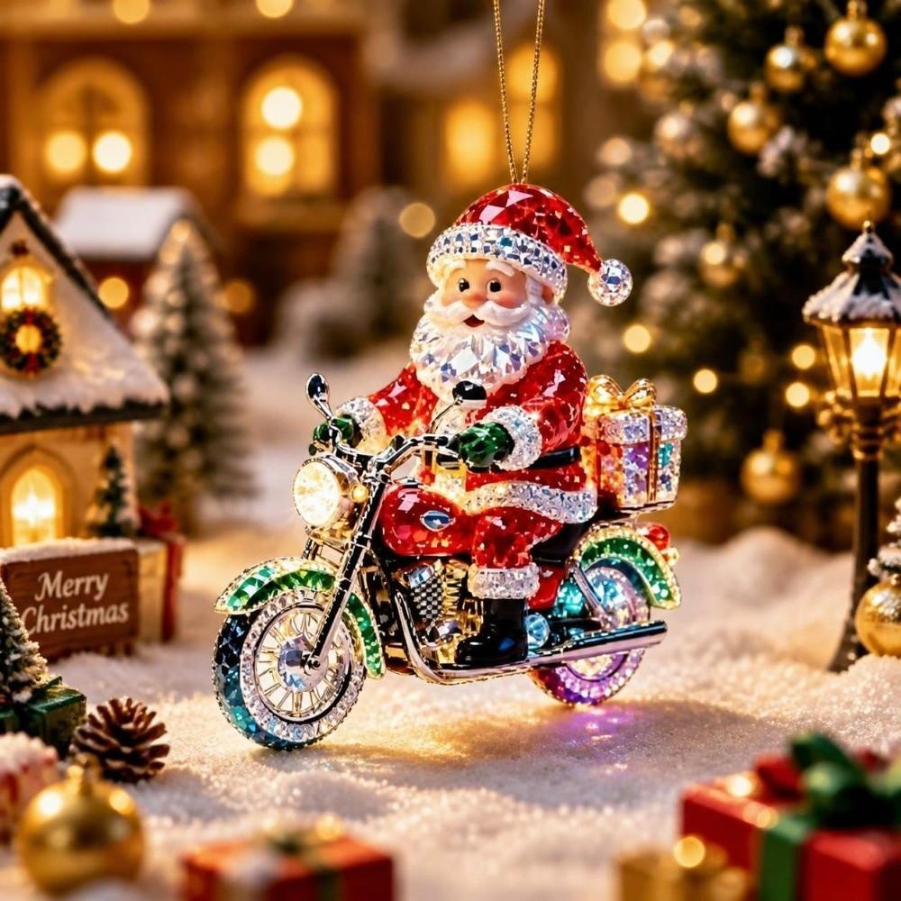 Acrylic Santa Claus Ornaments 2D Flat Christmas Decor Unique Christmas Tree Ornaments Party