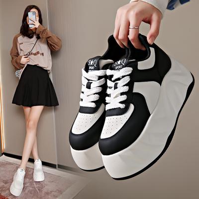 Туфли на каблуке Женские Дизайнерские Повседневные Кроссовки Модные Повседневные из Микрофибры Дышащие С Увеличением Высоты На Плоской Платформе Туфли-доски