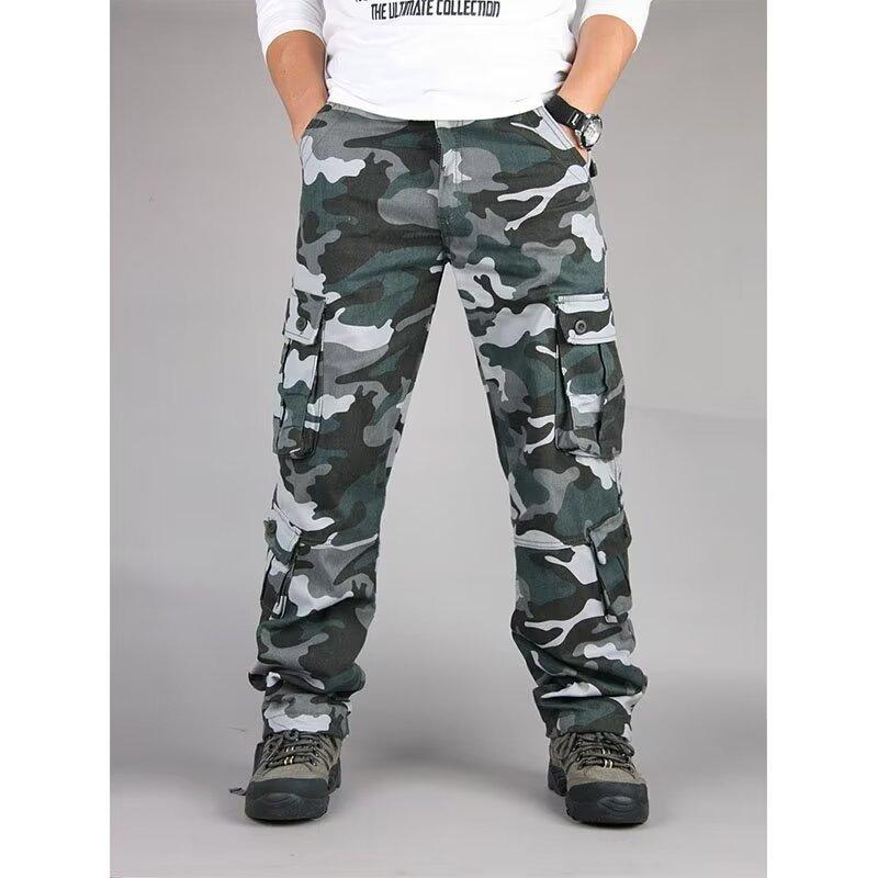 Мужские камуфляжные повседневные брюки, свободные брюки большого размера с несколькими карманами, брюки для стройплощадки, рабочие брюки, тактические брюки