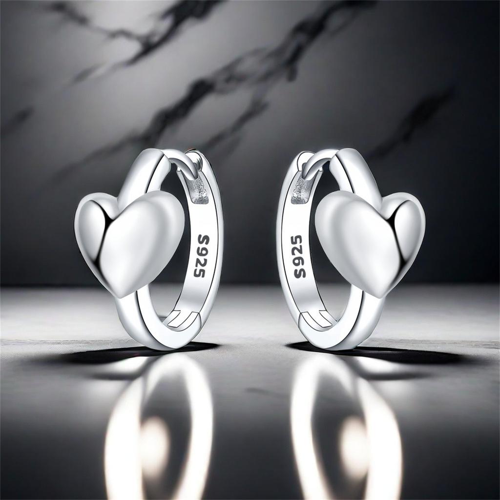 CYCUFF S925 Sterling Silver Basic Heart-shaped Earrings Hoop Earrings Women Jewelry Original Trendy Anniversary Gifts