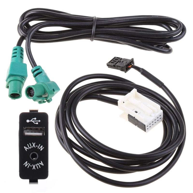 Автомобильный разъем AUX USB, стереокабель, жгут кабелей, AUX IN, совместимый с E60 E61 E63 E64 E87 E90 E70 F25
