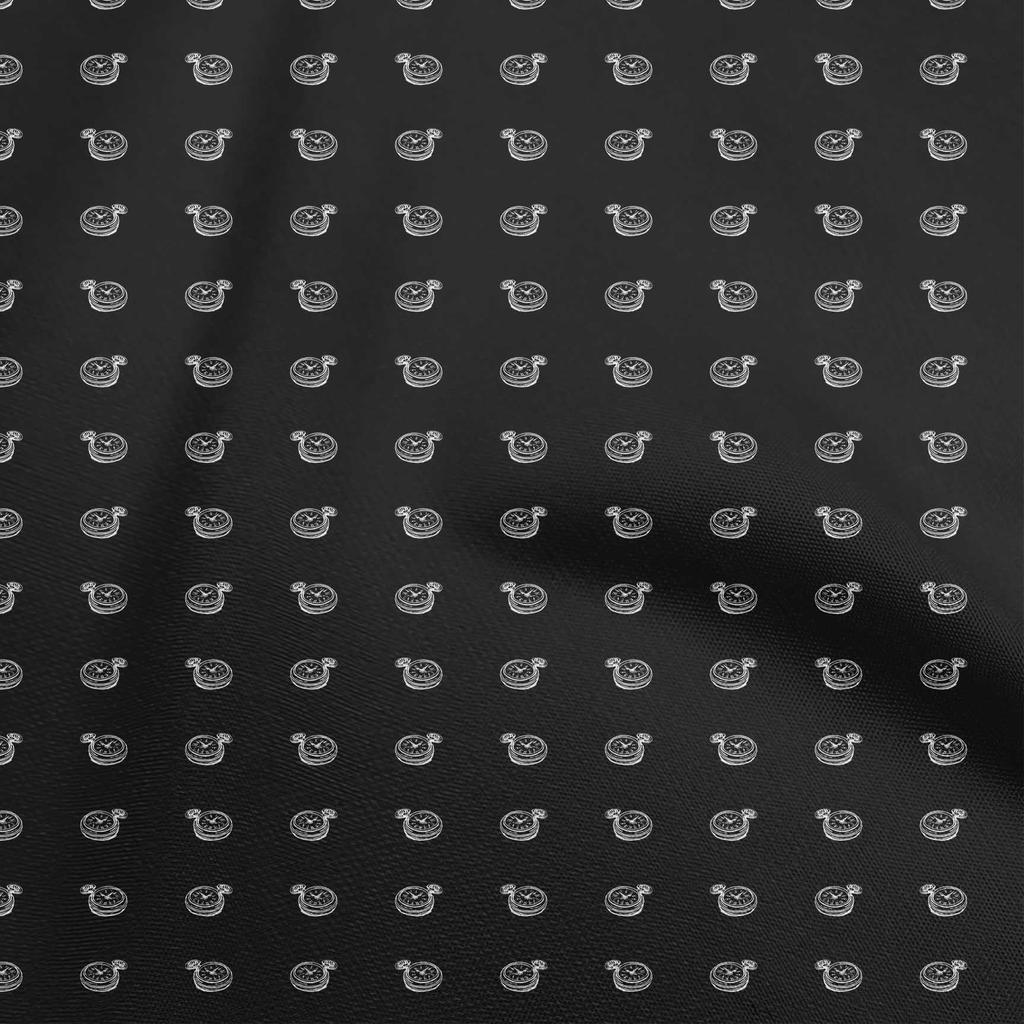 oneOone Cotton Flex Dark Olive Green Fabric Minimal Retro Watch Diy Clothing Quilting Fabric Print Fabric By Yard 40 Inch