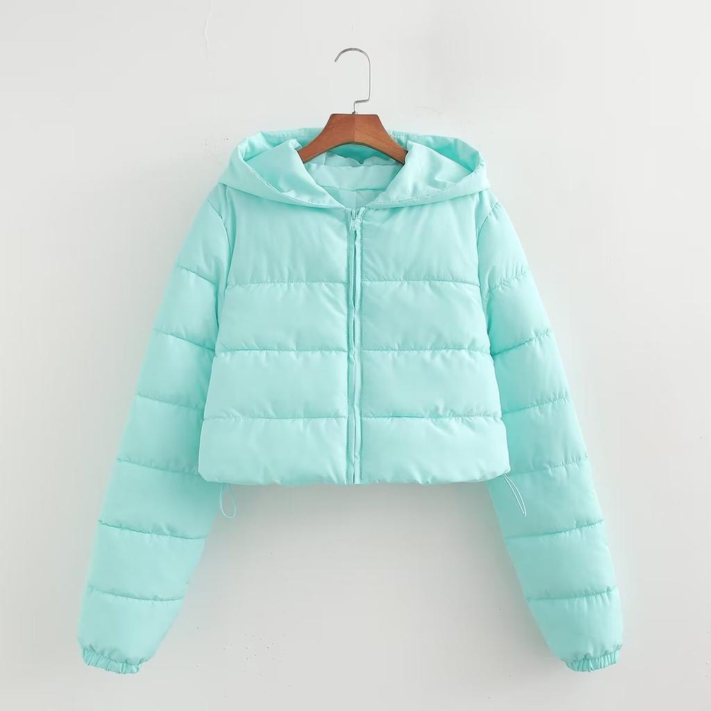 Повседневное хлопковое пальто с капюшоном и воротником, женское, с длинным рукавом, толстое, теплое, короткое, стеганое, осенне-зимнее, женское уличное пальто, парки