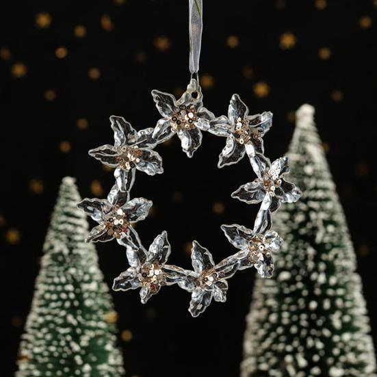 Рождественский орнамент прозрачный акриловый кристалл блестки олень дерево колокольчик звезда венок кулон праздник