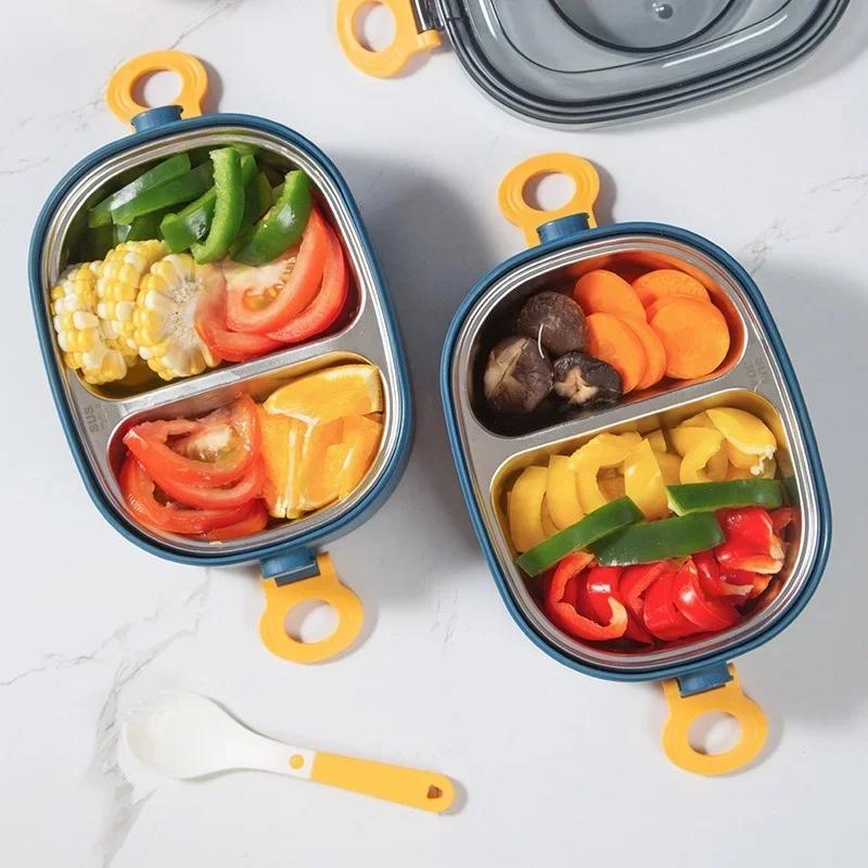 2000 мл Ланч-бокс из нержавеющей стали Портативный 3-слойный Детский Студенческий Бенто-бокс Герметичный Подходит для микроволновой печи Контейнер для еды Школа Путешествия